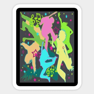FUNKY Dancing People Live Music Retro Design Pop Art Culture 60s 70s 80s 90s New Wave New School Old School Concert Festival Sticker